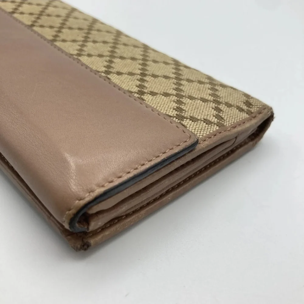 🔹️ GUCCI 🔹️ long leather wallet purse Italy Brown Canvas heart ✨️🤎 - Picture 4 of 13